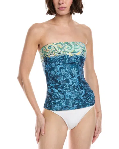 Monte And Lou Bandeau Tankini Top In Blue