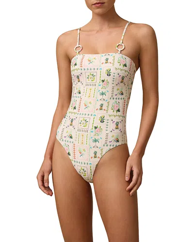 Monte And Lou Como Hoop Bandeau One Piece Swimsuit In Neutral