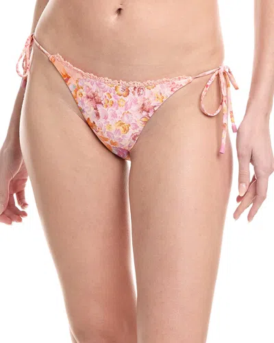 Monte And Lou Crochet Trim Tie Side Bikini Bottom In Black