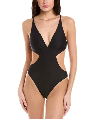 Monte And Lou Cutout Plunge One-piece In Black