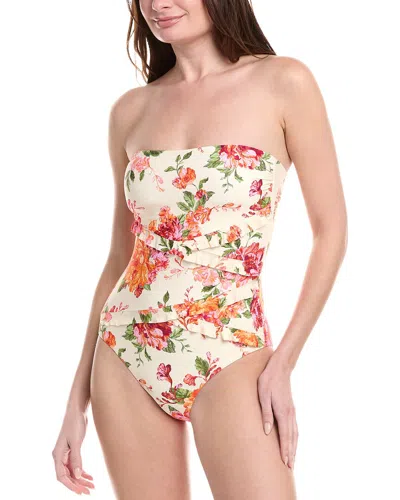Monte And Lou Delight Spliced Frill Bandeau One-piece In White