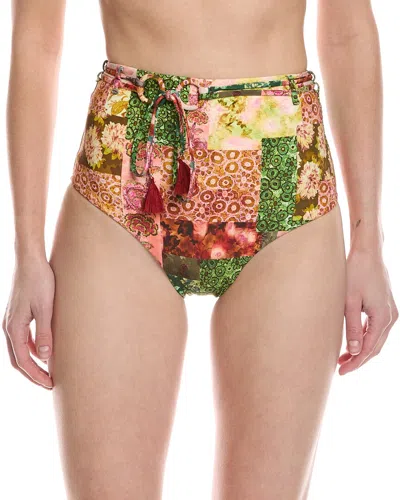 Monte And Lou Hoop Belt Retro High-waist Bikini Bottom In Multi