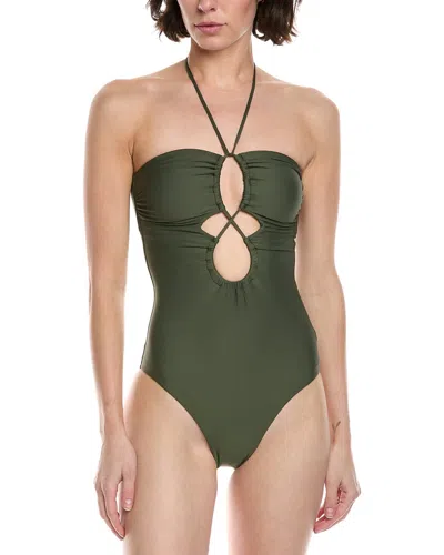 Monte And Lou Keyhole Bandeau One-piece In Green