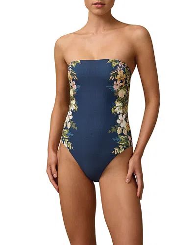 Monte And Lou Maya Bandeau One Piece Swimsuit In Blue