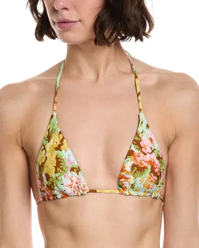 Monte And Lou Reversible Slide Triangle Bikini Top In Multi