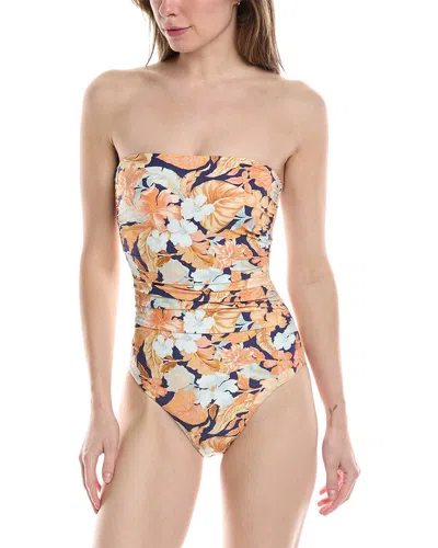 Monte And Lou Monte & Lou Ruched Bandeau One-piece In Blue