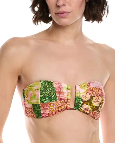 Monte And Lou Ruched U-wire Bandeau Bikini Top In Multi