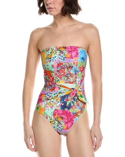 Monte And Lou Scarf Tie Bandeau One-piece In Burgundy