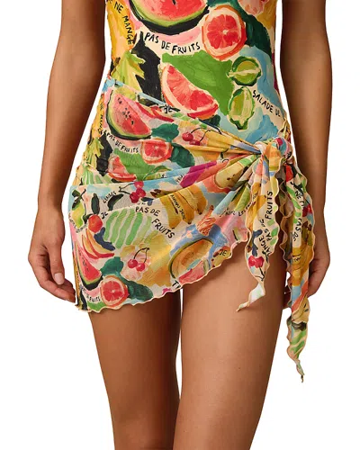 Monte And Lou Tropique Salade Mesh Sarong Swim Cover-up In Multi