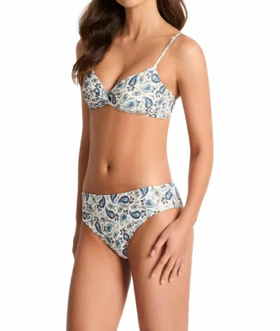 Monte And Lou Women's Twist Front Bralette Top In Patrice Nightfall In Blue