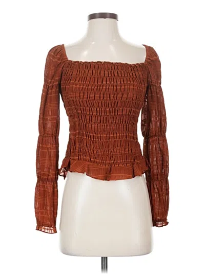 Pre-owned Monte Long Sleeve Blouse In Brown