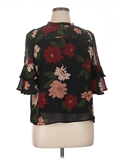 Pre-owned Monteau 3/4 Sleeve Blouse In Black