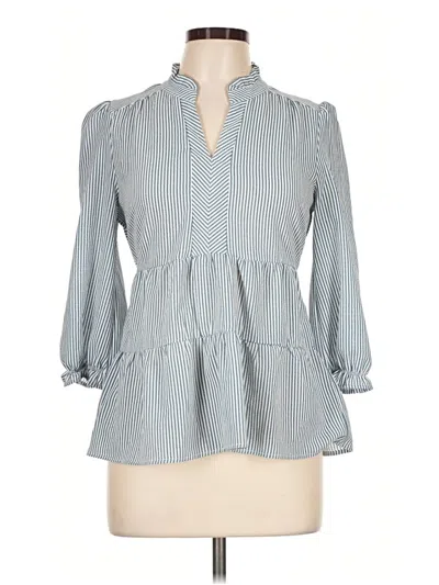 Pre-owned Monteau 3/4 Sleeve Blouse In Blue