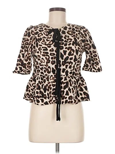 Pre-owned Monteau 3/4 Sleeve Blouse In Brown