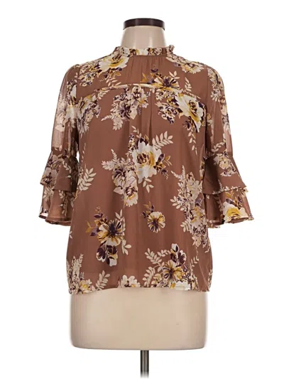 Pre-owned Monteau 3/4 Sleeve Blouse In Brown