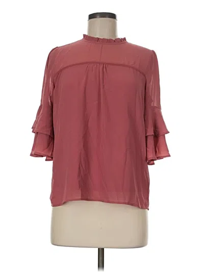 Pre-owned Monteau 3/4 Sleeve Blouse In Burgundy