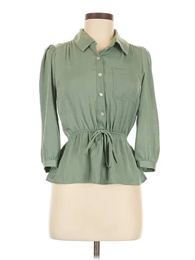 Pre-owned Monteau 3/4 Sleeve Blouse In Green