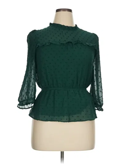 Pre-owned Monteau 3/4 Sleeve Blouse In Green