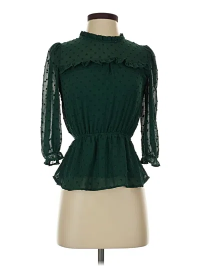 Pre-owned Monteau 3/4 Sleeve Blouse In Green
