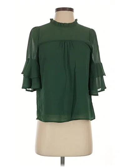 Pre-owned Monteau 3/4 Sleeve Blouse In Green