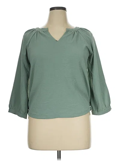 Pre-owned Monteau 3/4 Sleeve Blouse In Green
