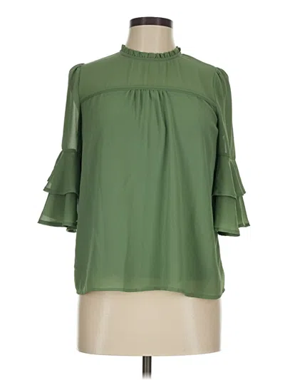 Pre-owned Monteau 3/4 Sleeve Blouse In Green