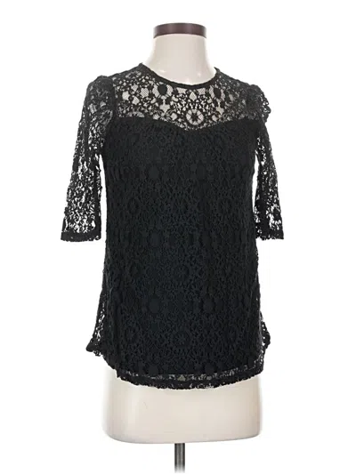 Pre-owned Monteau 3/4 Sleeve Top Black Mock Neckline Tops