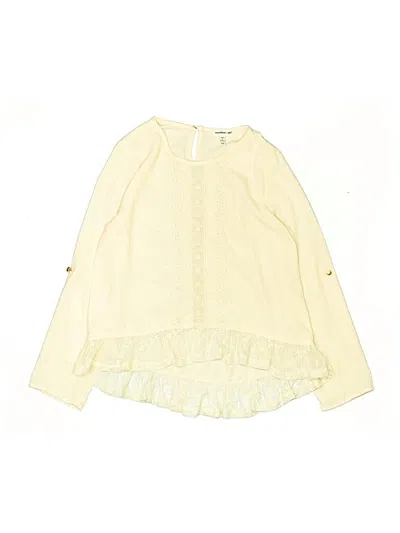 Pre-owned Monteau Girl Kids' Long Sleeve Blouse In White