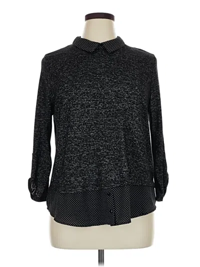 Pre-owned Monteau Long Sleeve Blouse In Black