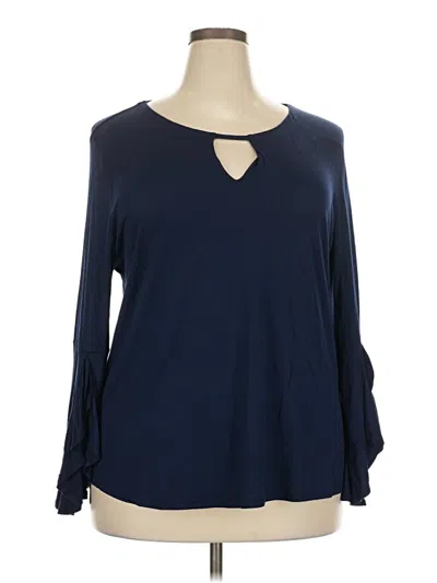 Pre-owned Monteau Long Sleeve Blouse In Blue