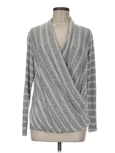 Pre-owned Monteau Long Sleeve Top Gray Cowl Neck Tops