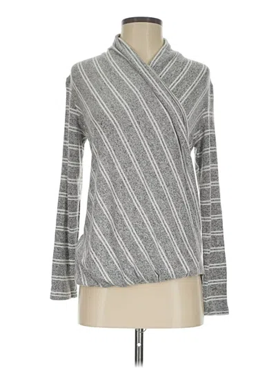 Pre-owned Monteau Long Sleeve Top Gray Cowl Neck Tops