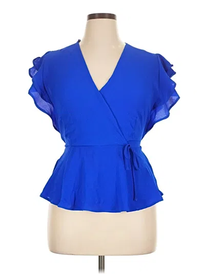 Monteau Short Sleeve Blouse In Blue