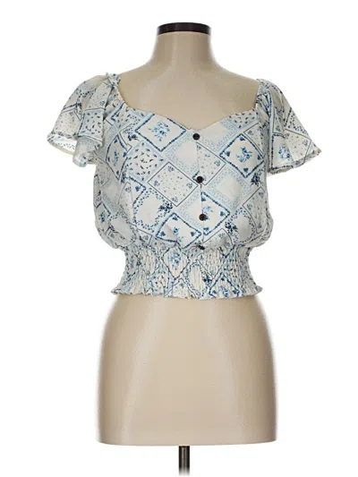 Pre-owned Monteau Short Sleeve Blouse In Blue