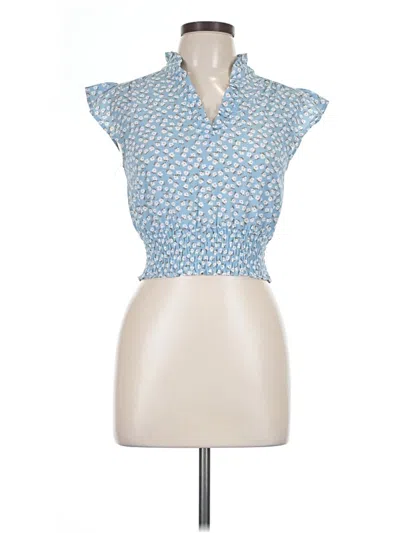 Pre-owned Monteau Short Sleeve Blouse In Blue