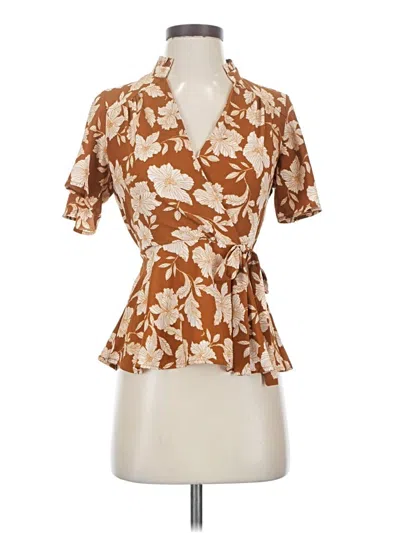 Pre-owned Monteau Short Sleeve Blouse In Brown