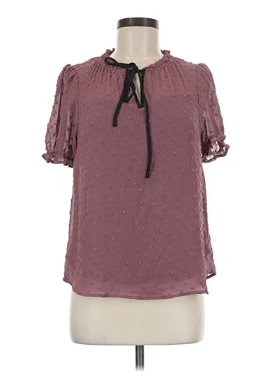 Pre-owned Monteau Short Sleeve Blouse In Burgundy