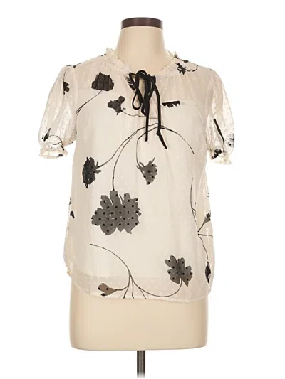 Pre-owned Monteau Short Sleeve Blouse In Ivory