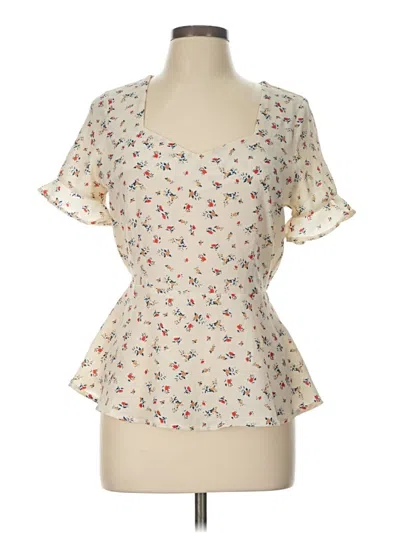 Pre-owned Monteau Short Sleeve Blouse In Ivory