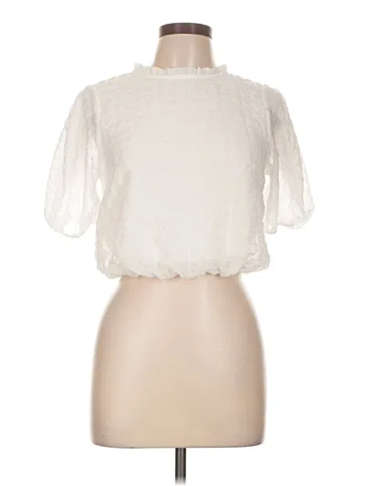 Pre-owned Monteau Short Sleeve Blouse In Ivory