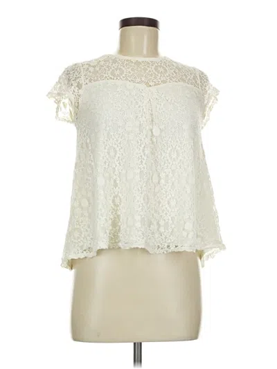 Pre-owned Monteau Short Sleeve Blouse In Ivory