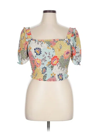 Pre-owned Monteau Short Sleeve Blouse In Orange