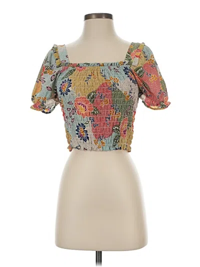 Pre-owned Monteau Short Sleeve Blouse In Orange