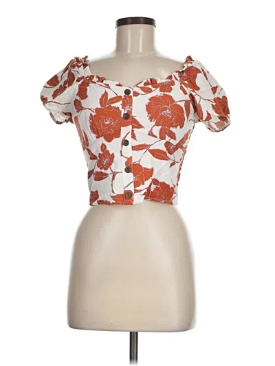 Pre-owned Monteau Short Sleeve Blouse In Orange