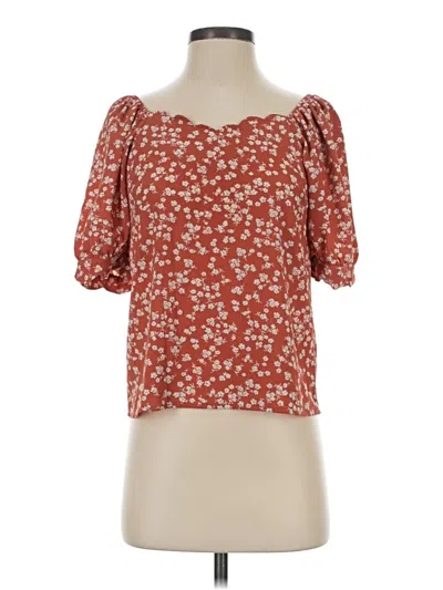 Pre-owned Monteau Short Sleeve Blouse In Red