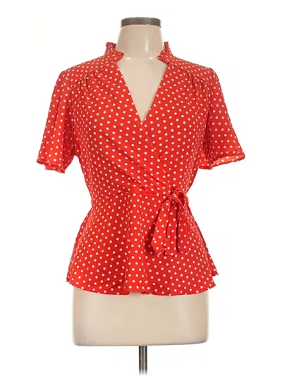 Pre-owned Monteau Short Sleeve Blouse In Red