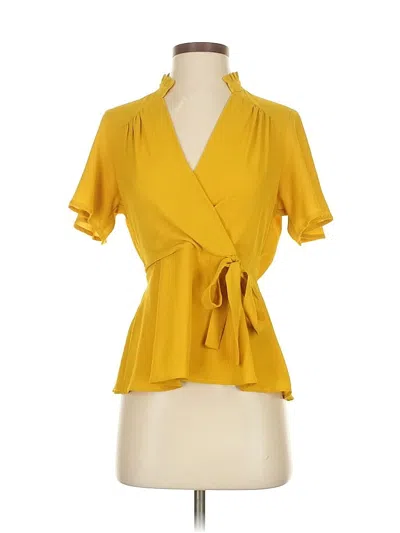 Pre-owned Monteau Short Sleeve Blouse In Yellow