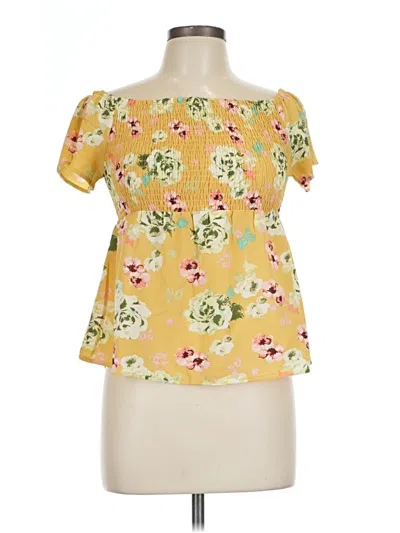 Pre-owned Monteau Short Sleeve Blouse In Yellow