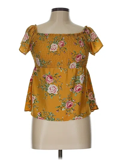 Pre-owned Monteau Short Sleeve Blouse In Yellow