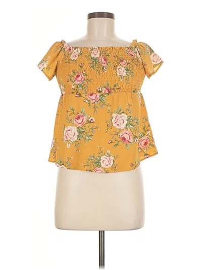 Pre-owned Monteau Short Sleeve Blouse In Yellow